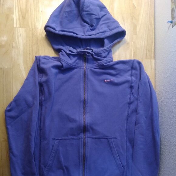 Vintage Nike Small Swoosh Logo Zipper Hoodie Sweatshirt Lightweight - Picture 2 of 9
